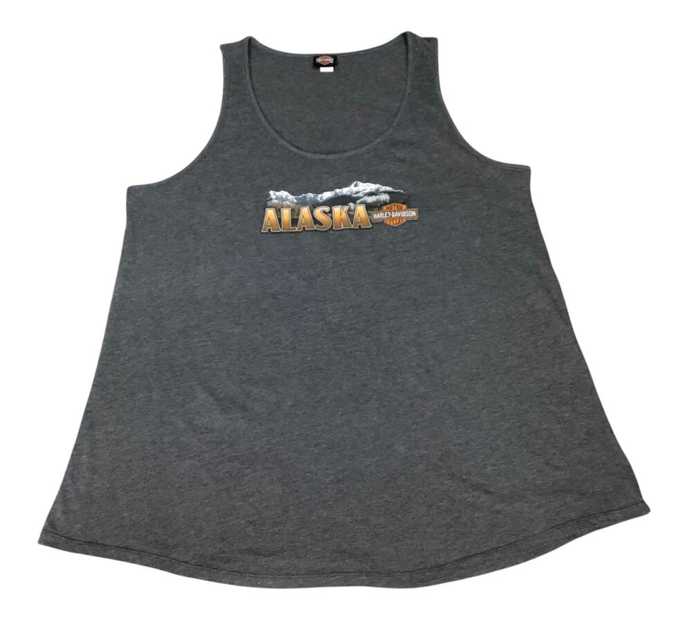 Harley-Davidson Women's Graphic Tank Top Gray Mt McKinley Denali Alaska size 2X